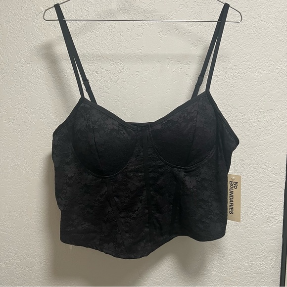 No Boundaries Tops - No Boundaries Black Lace Corset Tank Top